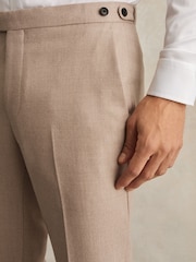 Reiss Oatmeal Brown Venus Wool-Blend Slim-Fit Suit Trousers - Image 3 of 6