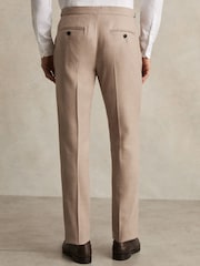 Reiss Oatmeal Brown Venus Wool-Blend Slim-Fit Suit Trousers - Image 5 of 6