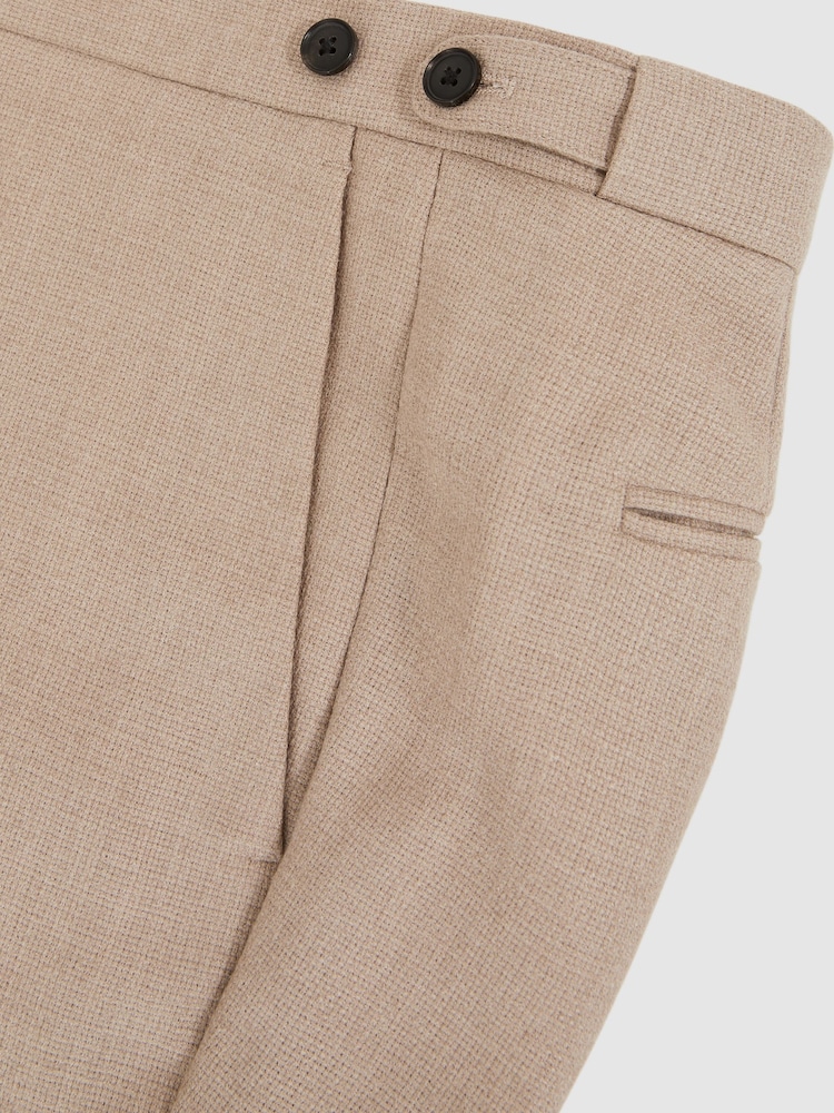 Reiss Oatmeal Brown Venus Wool-Blend Slim-Fit Suit Trousers - Image 6 of 6