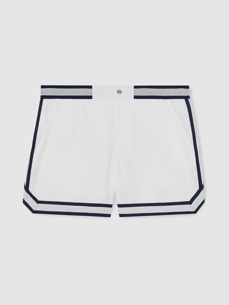 Reiss White Baller Reiss | Ché Stripe-Trim Swim Shorts - Image 2 of 6 Reiss White Baller Reiss | Ché Stripe-Trim Swim Shorts - Image 2 of 6