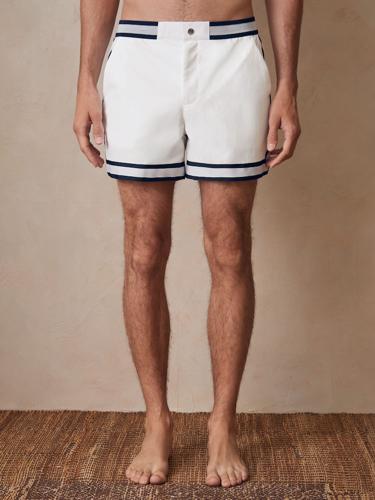 Reiss White Baller Reiss | Ché Stripe-Trim Swim Shorts - Image 4 of 6