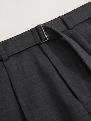 Gris antracita - Reiss Strap Regular Fit Wool Blend Belted Pleated Trousers - Imagen 6 de 6
