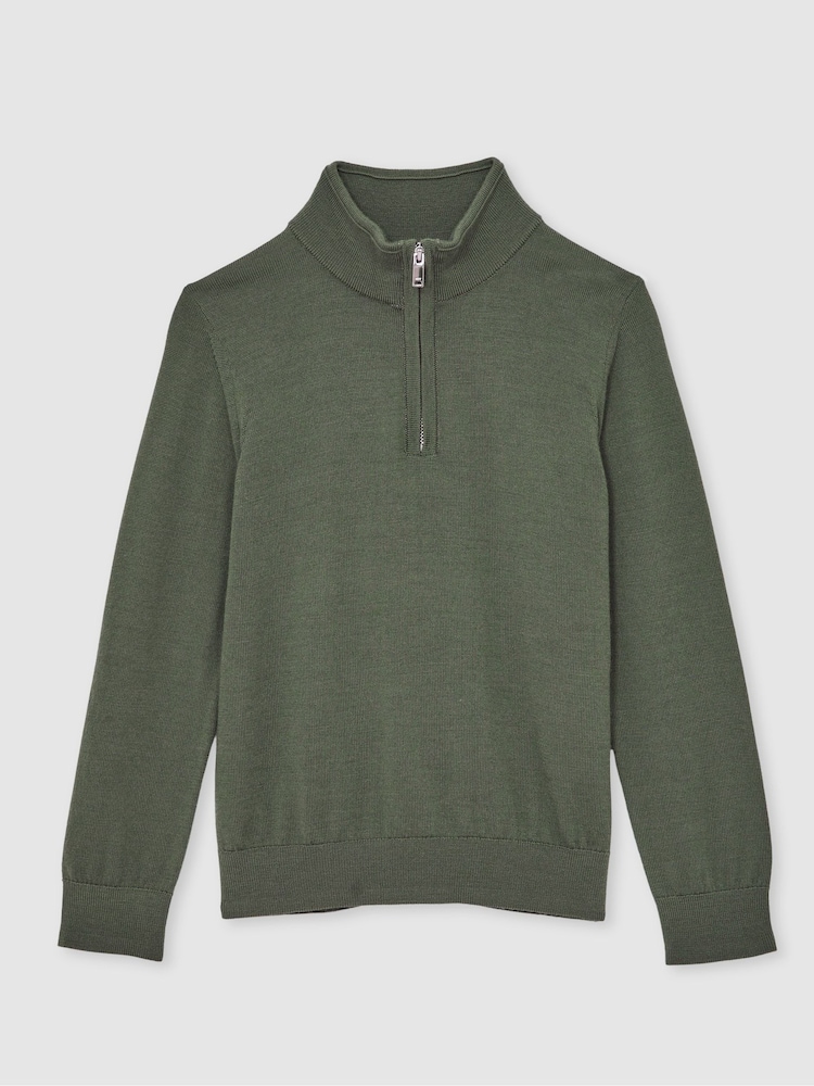 Grünkohlgrün - Reiss – Blackhall – Pullover aus Merinowolle mit Viertelreißverschluss - Bild 2 von 4 Grünkohlgrün - Reiss – Blackhall – Pullover aus Merinowolle mit Viertelreißverschluss - Bild 2 von 4