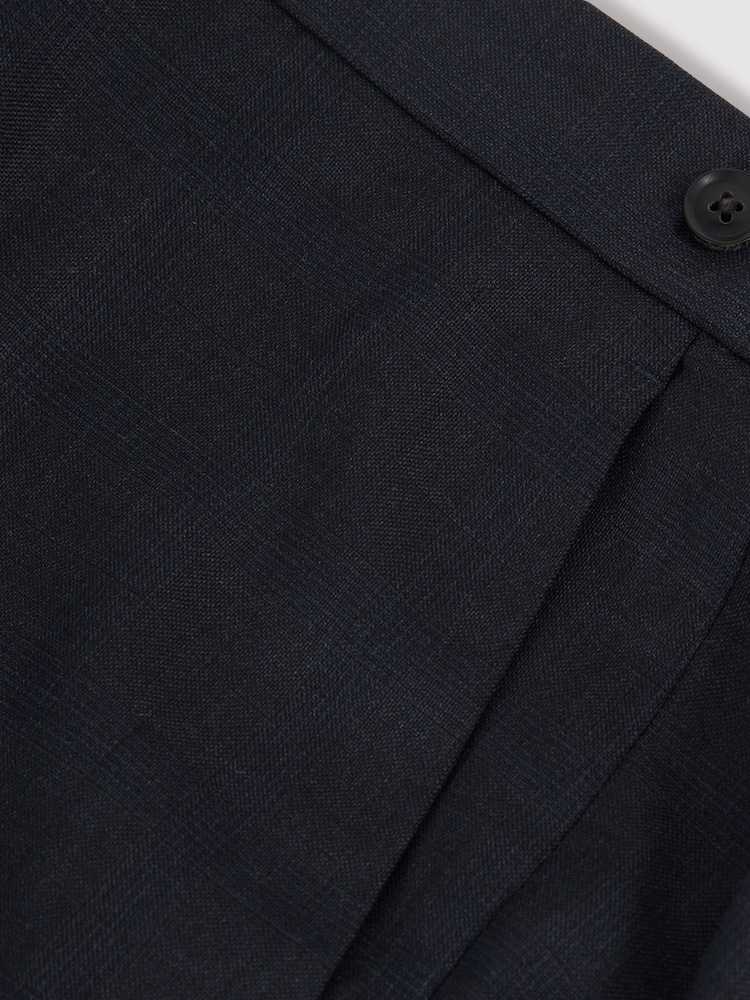 Reiss Navy Seminar Wool Check Slim-Fit Suit Trousers - Image 6 of 6