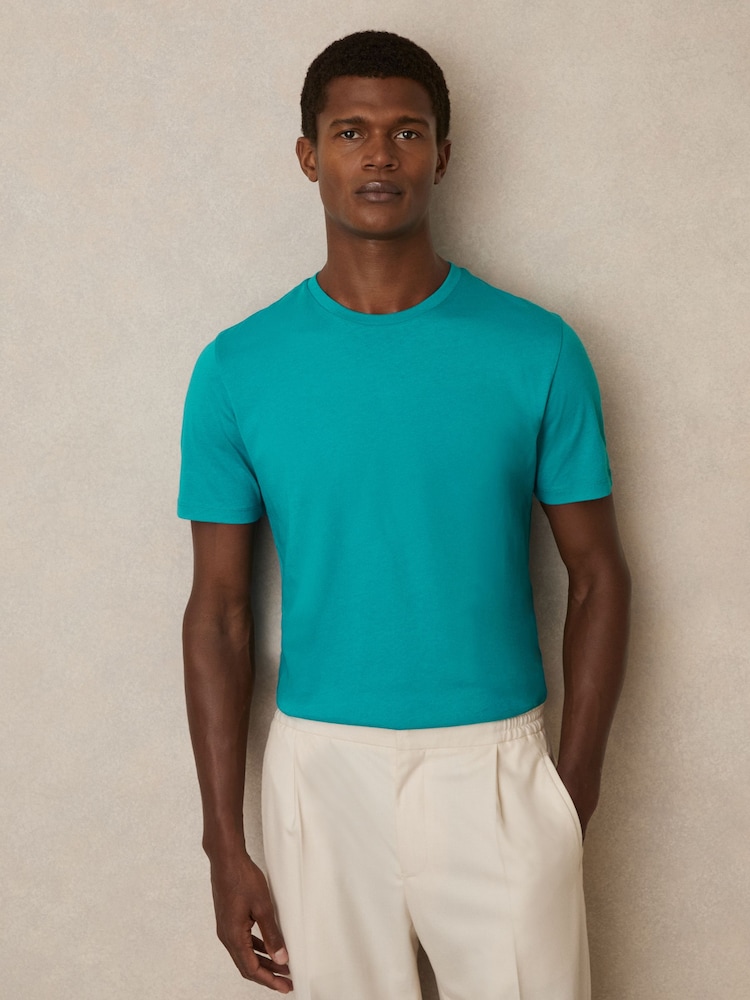 Reiss Seafoam Bless Marl Crew Neck T-Shirt - Image 1 of 5
