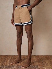 Reiss Camel Baller Reiss | Ché Stripe-Trim Swim Shorts - Image 3 of 6