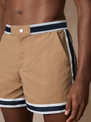 Reiss Camel Baller Reiss | Ché Stripe-Trim Swim Shorts - Image 4 of 6