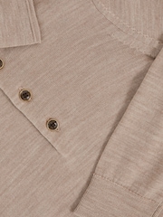 Reiss Wheat Melange Trafford 9-13 yrs Merino Wool Polo Shirt - Image 4 of 4