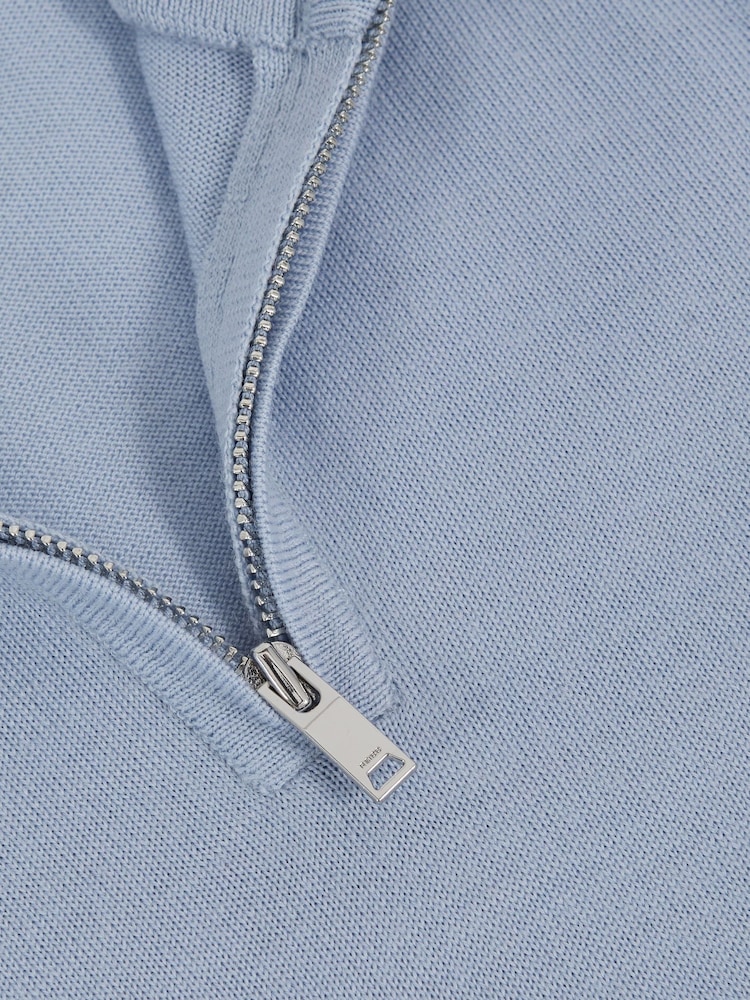 Reiss Soft Blue Melange Blackhall 3-9 yrs Merino Wool Half-Zip Funnel Neck Jumper - Image 4 of 4