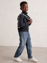 Reiss Midnight Navy Blackhall 3-9 yrs Merino Wool Half-Zip Funnel Neck Jumper - Image 3 of 4
