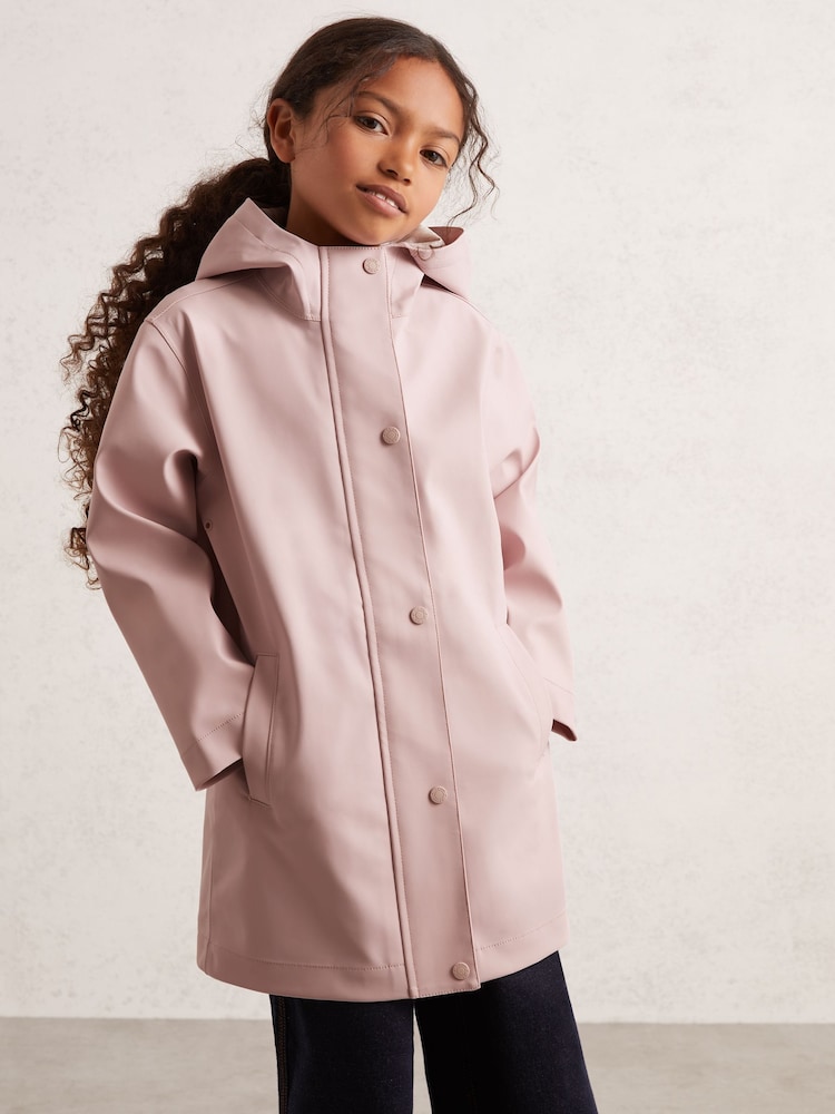 Reiss Pink Macey Hooded Rain Jacket - Image 1 of 4