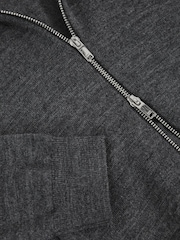 Reiss Derby Grey Melange Hampshire Merino Wool-Blend Zip-Through Cardigan - Image 4 of 4