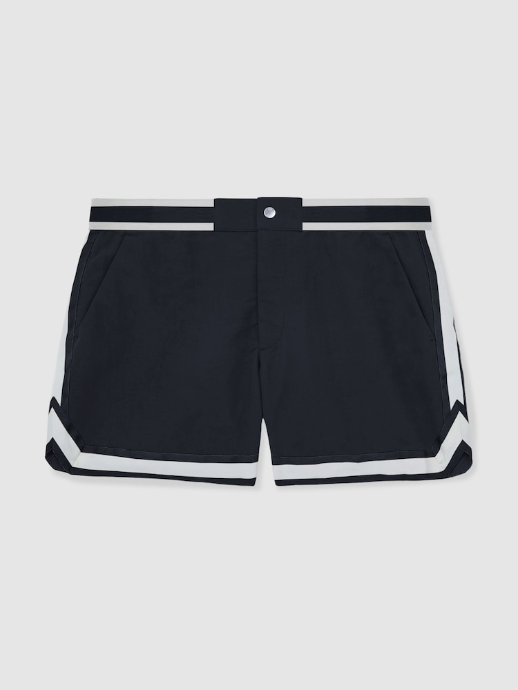 Azul marino - Reiss Baller Reiss | Ché Stripe-Trim Swim Shorts - Imagen 2 de 8