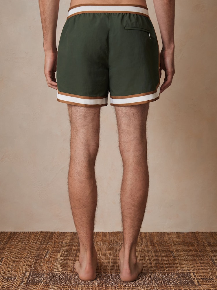 Reiss Pine Green Baller Reiss | Ché Stripe-Trim Swim Shorts - Image 3 of 5