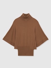 Reiss Tan Hadley Merino Wool Batwing Roll-Neck Jumper - Image 2 of 5