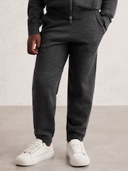Reiss Derby Grey Melange Billings 9-13 yrs Merino Wool Cuffed Joggers - Image 1 of 4