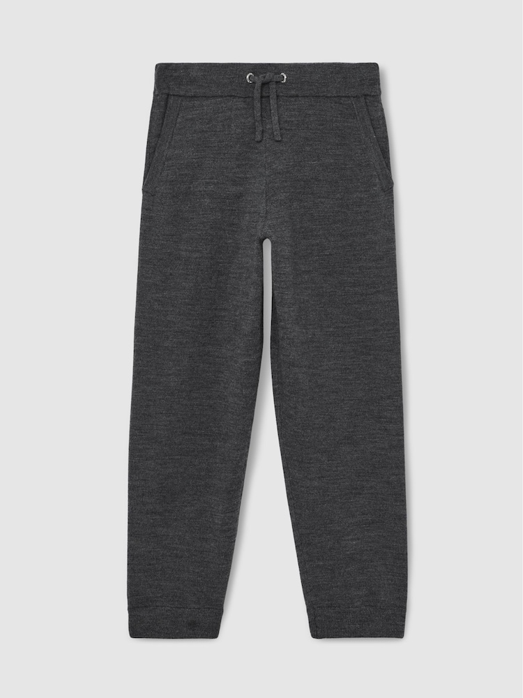 Reiss Derby Grey Melange Billings 9-13 yrs Merino Wool Cuffed Joggers - Image 2 of 4