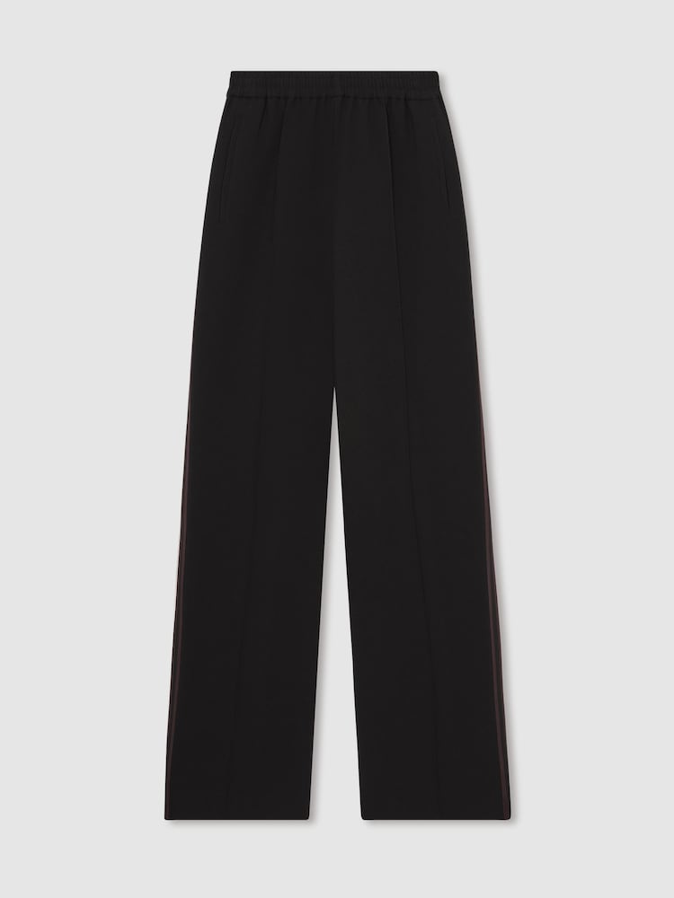 Reiss Black Robyn Side-Stripe Wide-Leg Trousers - Image 2 of 7