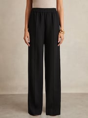 Reiss Black Robyn Side-Stripe Wide-Leg Trousers - Image 3 of 7