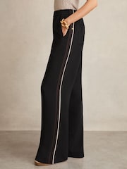 Reiss Black Robyn Side-Stripe Wide-Leg Trousers - Image 4 of 7