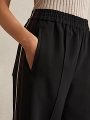 Reiss Black Robyn Side-Stripe Wide-Leg Trousers - Image 5 of 7