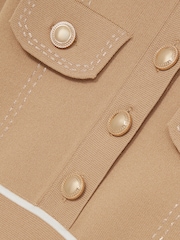 Reiss Camel Sapna Knitted Contrast Stitch Dress - Image 5 of 5