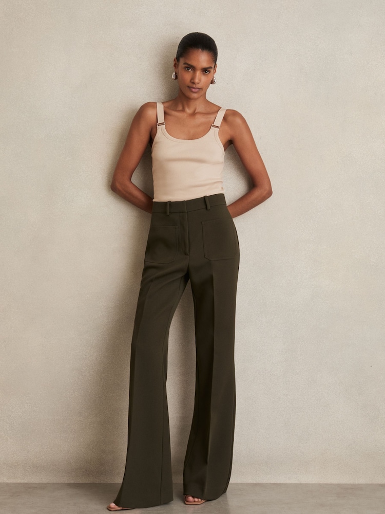 Reiss Neutral Isabella Stretch-Cotton D-Ring Strap Vest - Image 1 of 5