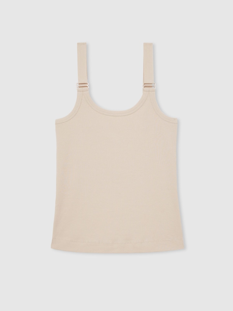 Reiss Neutral Isabella Stretch-Cotton D-Ring Strap Vest - Image 2 of 5