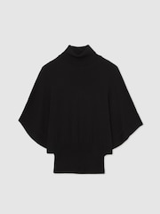 Reiss Black Hadley Merino Wool Batwing Roll-Neck Jumper - Image 2 of 7