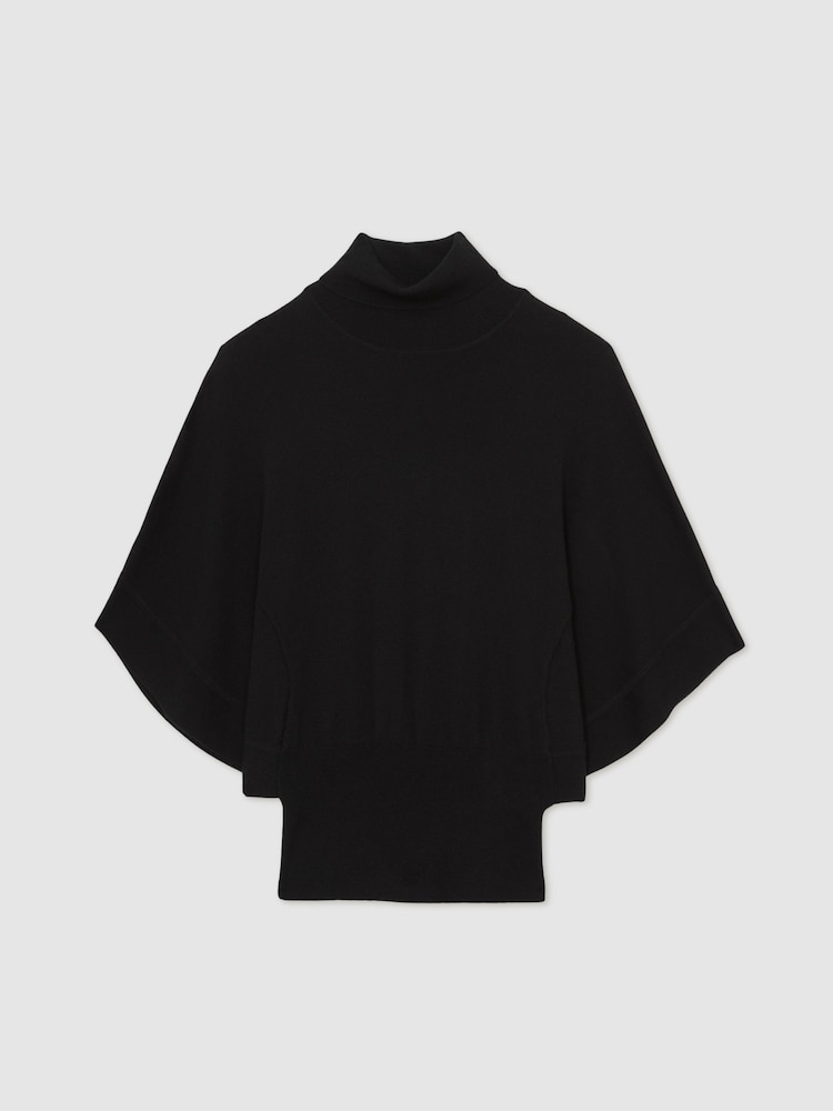 Reiss Black Hadley Merino Wool Batwing Roll-Neck Jumper - Image 2 of 7
