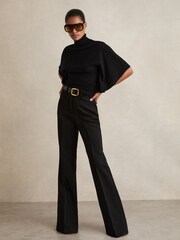 Reiss Black Hadley Merino Wool Batwing Roll-Neck Jumper - Image 3 of 7