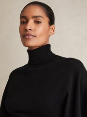 Reiss Black Hadley Merino Wool Batwing Roll-Neck Jumper - Image 4 of 7
