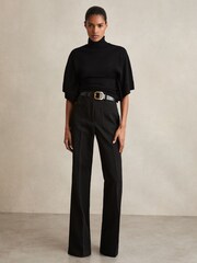 Reiss Black Hadley Merino Wool Batwing Roll-Neck Jumper - Image 5 of 7