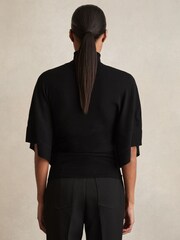 Reiss Black Hadley Merino Wool Batwing Roll-Neck Jumper - Image 6 of 7
