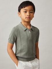 Žajbelj - Reiss Spey Half Zip Pointelle Polo Shirt - Slika 1 iz 4