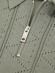 Žajbelj - Reiss Spey Half Zip Pointelle Polo Shirt - Slika 4 iz 4