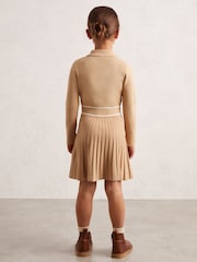 Reiss Camel Sapna 4-9 yrs Knitted Contrast Stitch Dress - Image 4 of 5