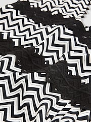 Reiss Navy Sophia Zig-Zag Print Lace-Trim Mini Dress - Image 6 of 6