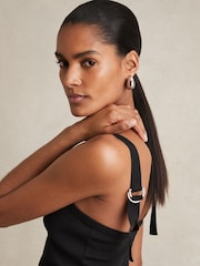 Reiss Black Isabella Stretch-Cotton D-Ring Strap Vest - Image 3 of 5