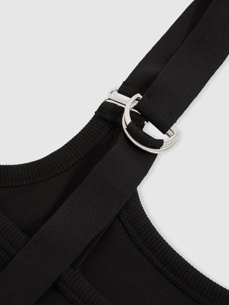 Reiss Black Isabella Stretch-Cotton D-Ring Strap Vest - Image 5 of 5