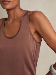 Reiss Mocha Brown Ruby Silk-Front Cami Top - Image 4 of 7