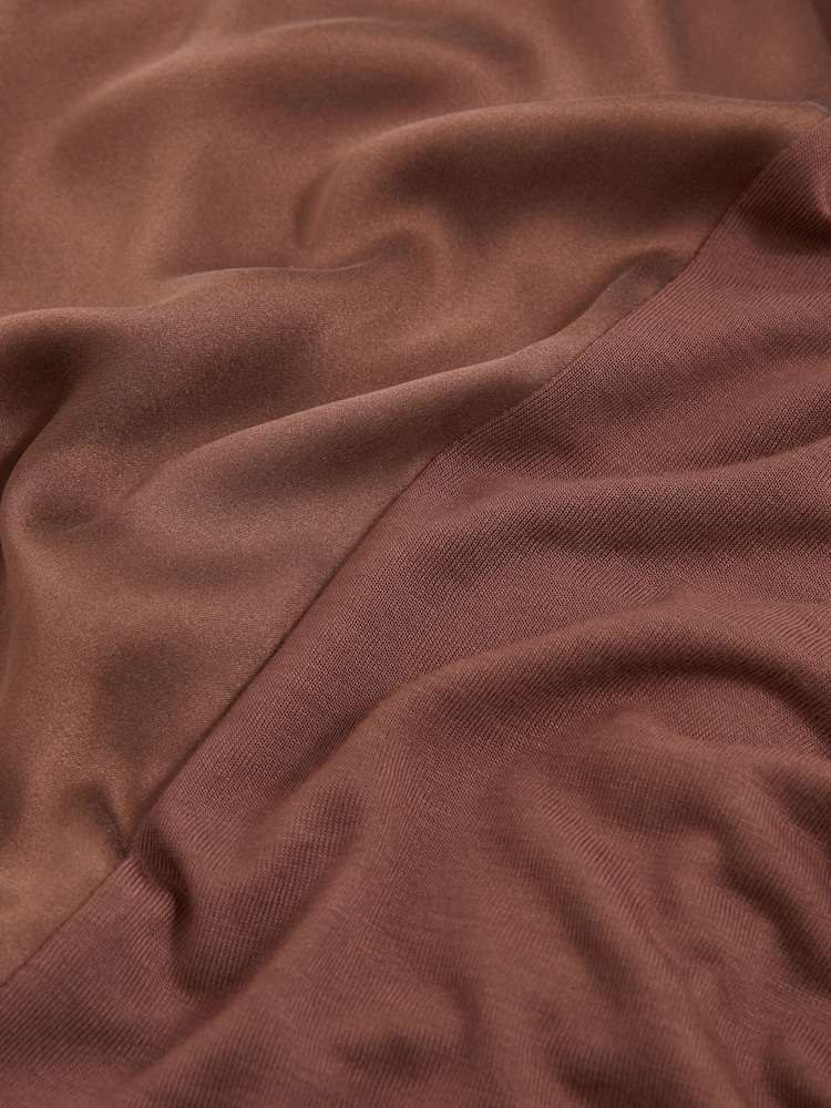 Reiss Mocha Brown Ruby Silk-Front Cami Top - Image 7 of 7