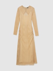 Atelier Gold Lace-Knit Ruched Maxi Dress - Image 2 of 7