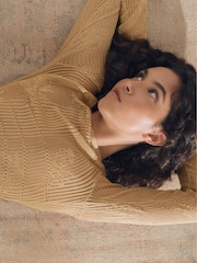 Atelier Gold Lace-Knit Ruched Maxi Dress - Image 5 of 7