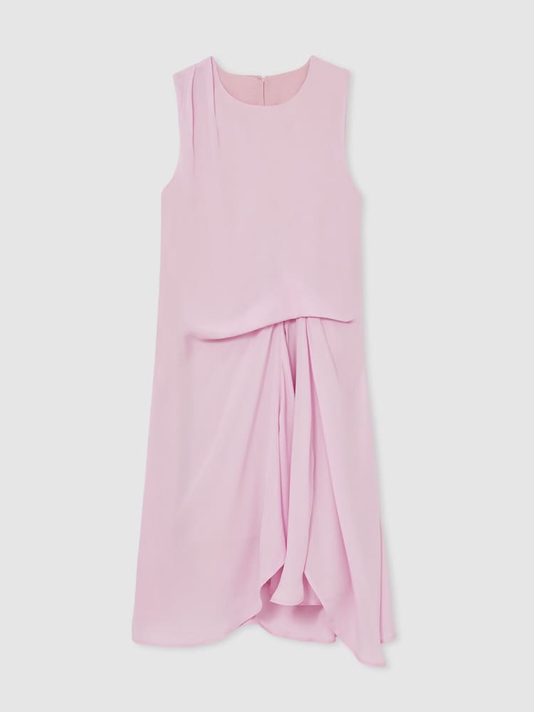Reiss Pink Elina 4-9 yrs Draped Tuck Sleeveless Dress - Image 1 of 2