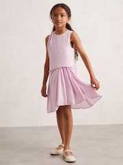 Reiss Pink Elina 4-9 yrs Draped Tuck Sleeveless Dress - Image 3 of 4