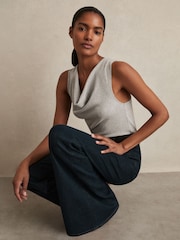 Reiss Grey Marl Lyra Ribbed Cowl-Neck Vest - Image 1 of 6