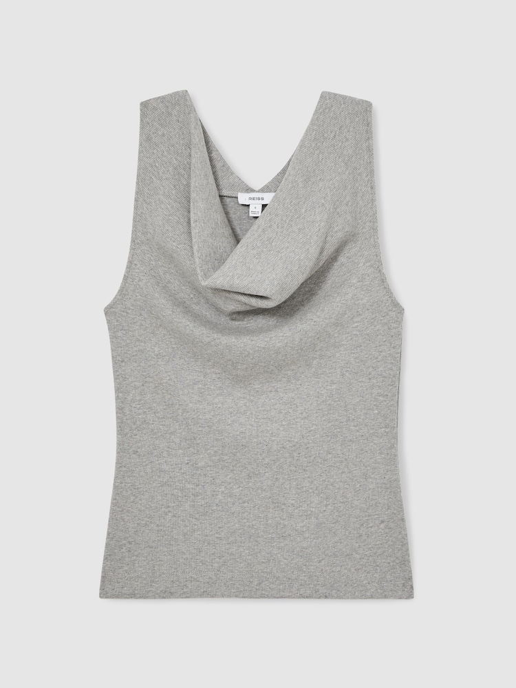 Reiss Grey Marl Lyra Ribbed Cowl-Neck Vest - Image 2 of 6
