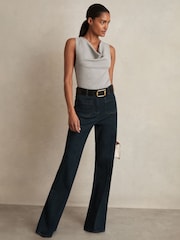 Reiss Grey Marl Lyra Ribbed Cowl-Neck Vest - Image 3 of 6