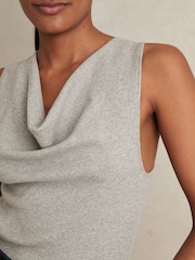 Reiss Grey Marl Lyra Ribbed Cowl-Neck Vest - Image 4 of 6